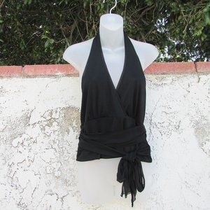 Kenneth Cole black wrap around waist halter top L